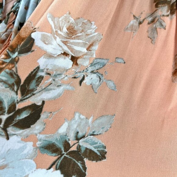 A Beautiful Soul Womens 1X Floral Top Ruffled Bell Sleeves Stretchy Beachy Boho - Picture 10 of 14